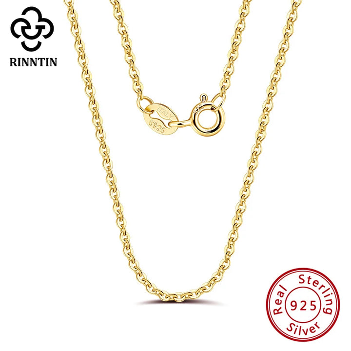 Rinntin 18K Gold 925 Sterling Silver Fashion Cable Link Chains Necklace for Women Thin Neck Chain Accessories Jewelry SC06