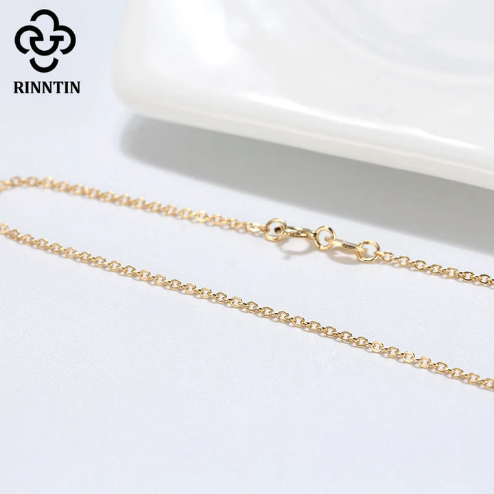 Rinntin 18K Gold 925 Sterling Silver Fashion Cable Link Chains Necklace for Women Thin Neck Chain Accessories Jewelry SC06